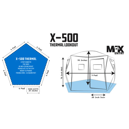 CLAM X500 Insulated Thermal Lookout Outdoor Fishing Hunting Hub Tent Shelter