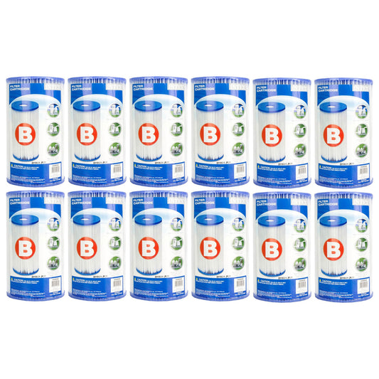 Intex Pool Easy Set Type B Replacement Filter Pump Cartridge (12 Pack) | 29005E