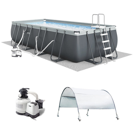 Intex Ultra XTR Frame 24' x 12' x 52" Swimming Pool with Protective Sun Canopy