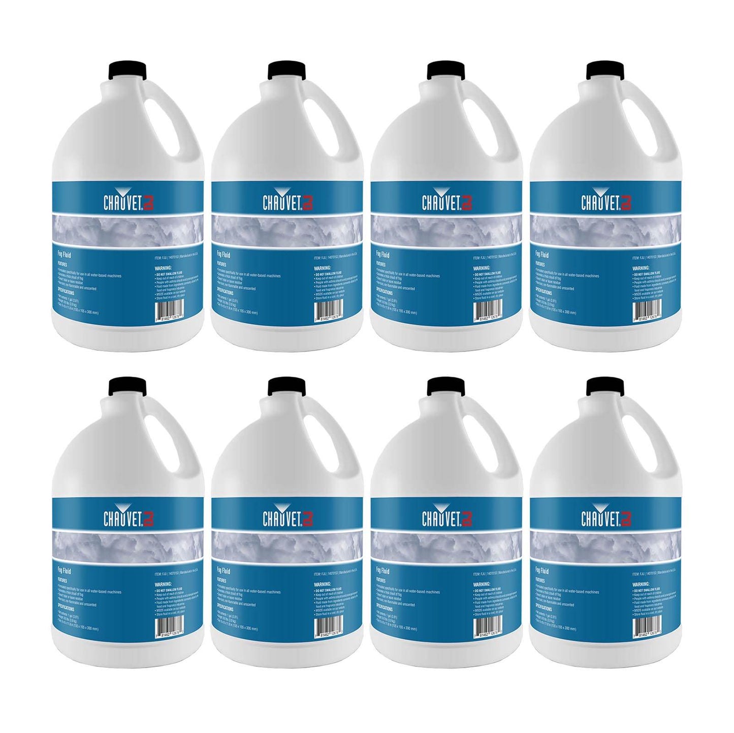 Chauvet DJ 1 Gallon of Fog Smoke Juice Fluid for Fog Machines (8 Pack) | 8 x FJU