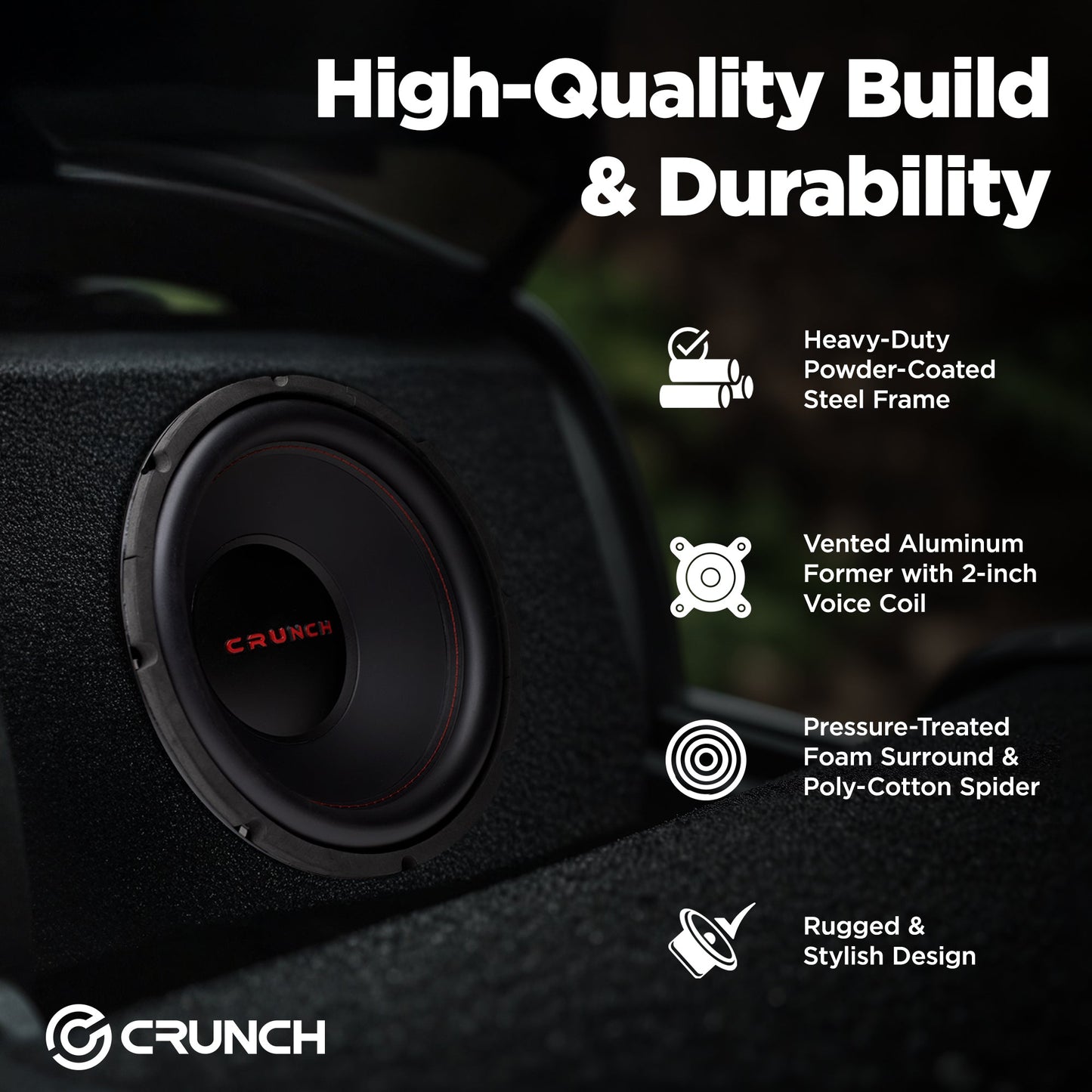 Crunch CRW12D4 12 Inch 800 Watt MAX 4 Ohm Dual Voice Coil Car Subwoofer Speaker