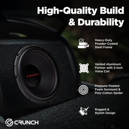 Crunch CRW12D4 12 Inch 800 Watt MAX 4 Ohm Dual Voice Coil Car Subwoofer Speaker