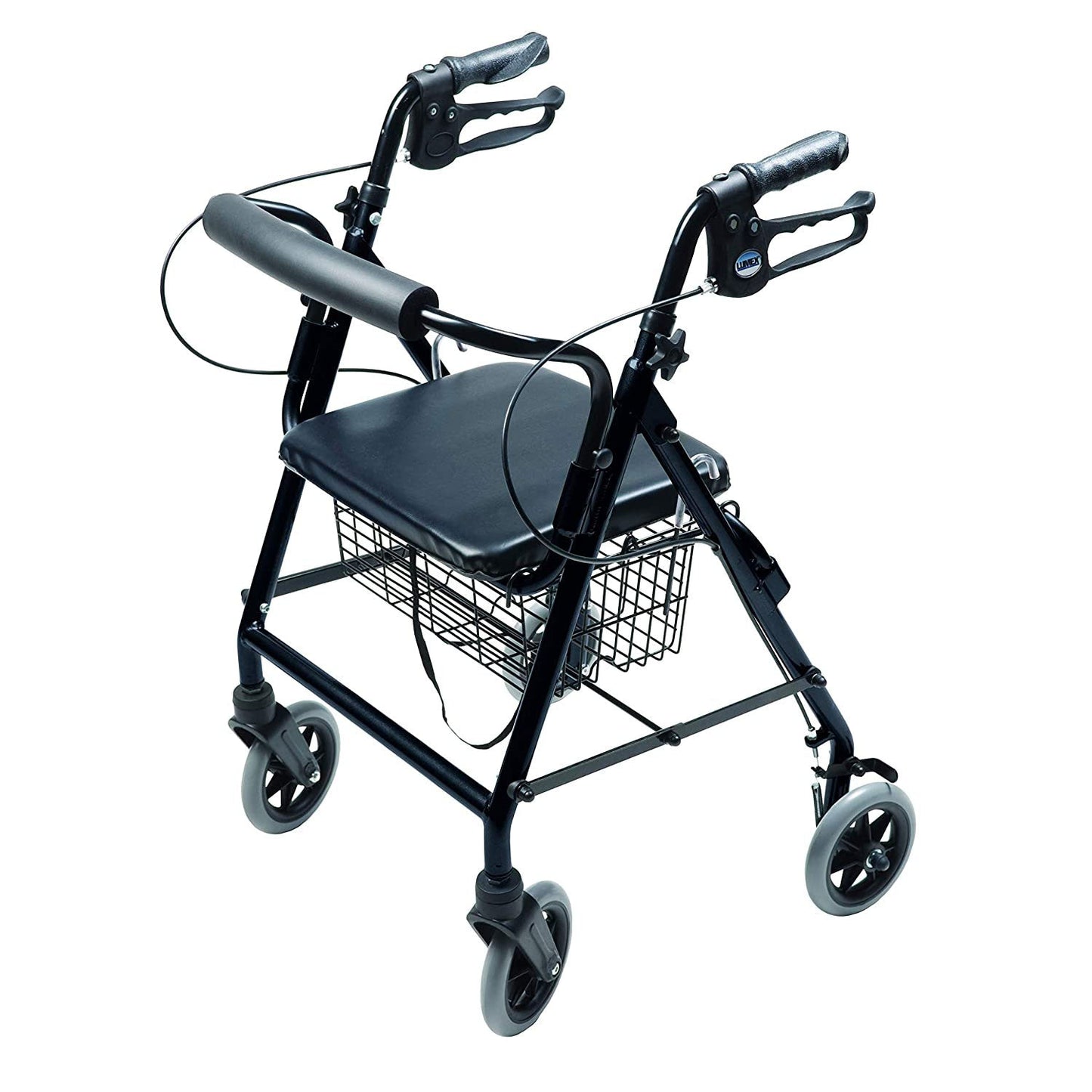 Lumex Walkabout Padded Lightweight 4 Wheel Hemi Rollator for Petite Users, Black