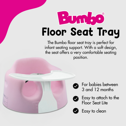 Bumbo Baby Infant Portable Foam Floor Seat with Play Top Tray Attachment, Pink