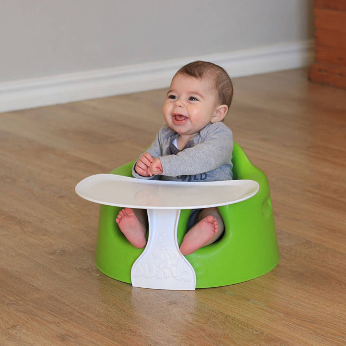 Bumbo Baby Floor Seat, Portable Infant Sit Up Chair w/ Tray Attachment, Hemlock
