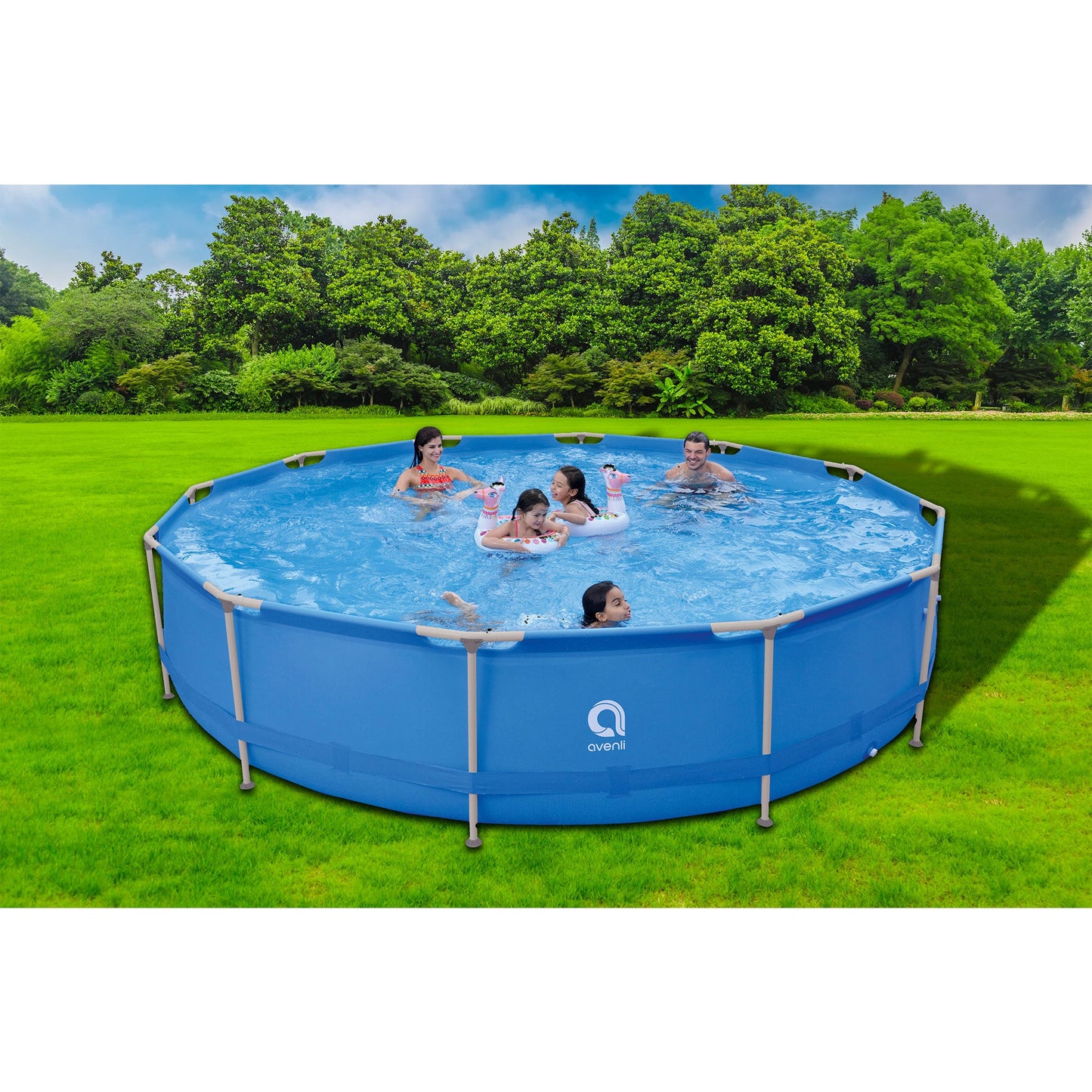 JLeisure Avenli 15 Foot x 36 Inch Steel Frame LamTech Above Ground Swimming Pool