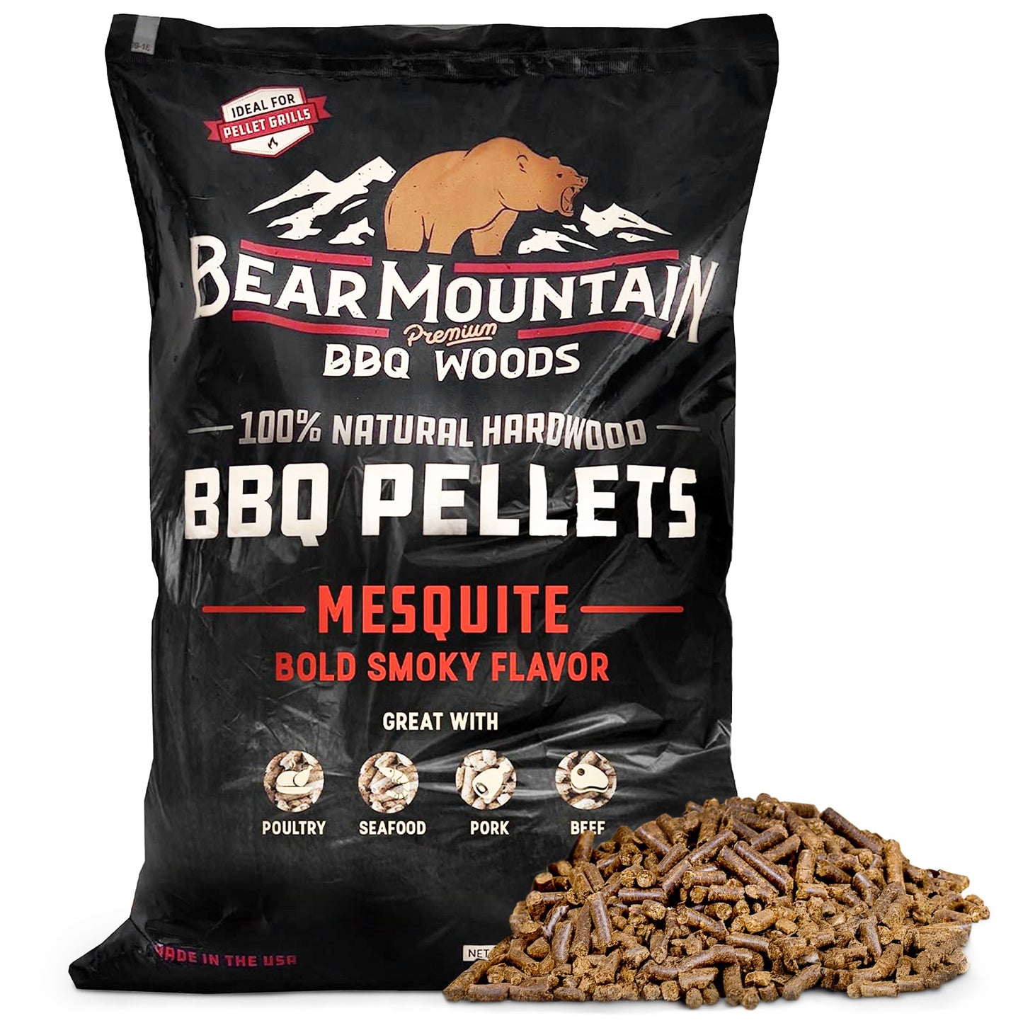 Bear Mountain BBQ Premium All Natural Wood Mesquite Smoker Pellets, 40 Pounds