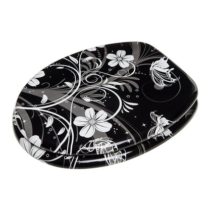 Sanilo 111 Round Soft Close Molded Wooden Toilet Seat, White Flower (Damaged)