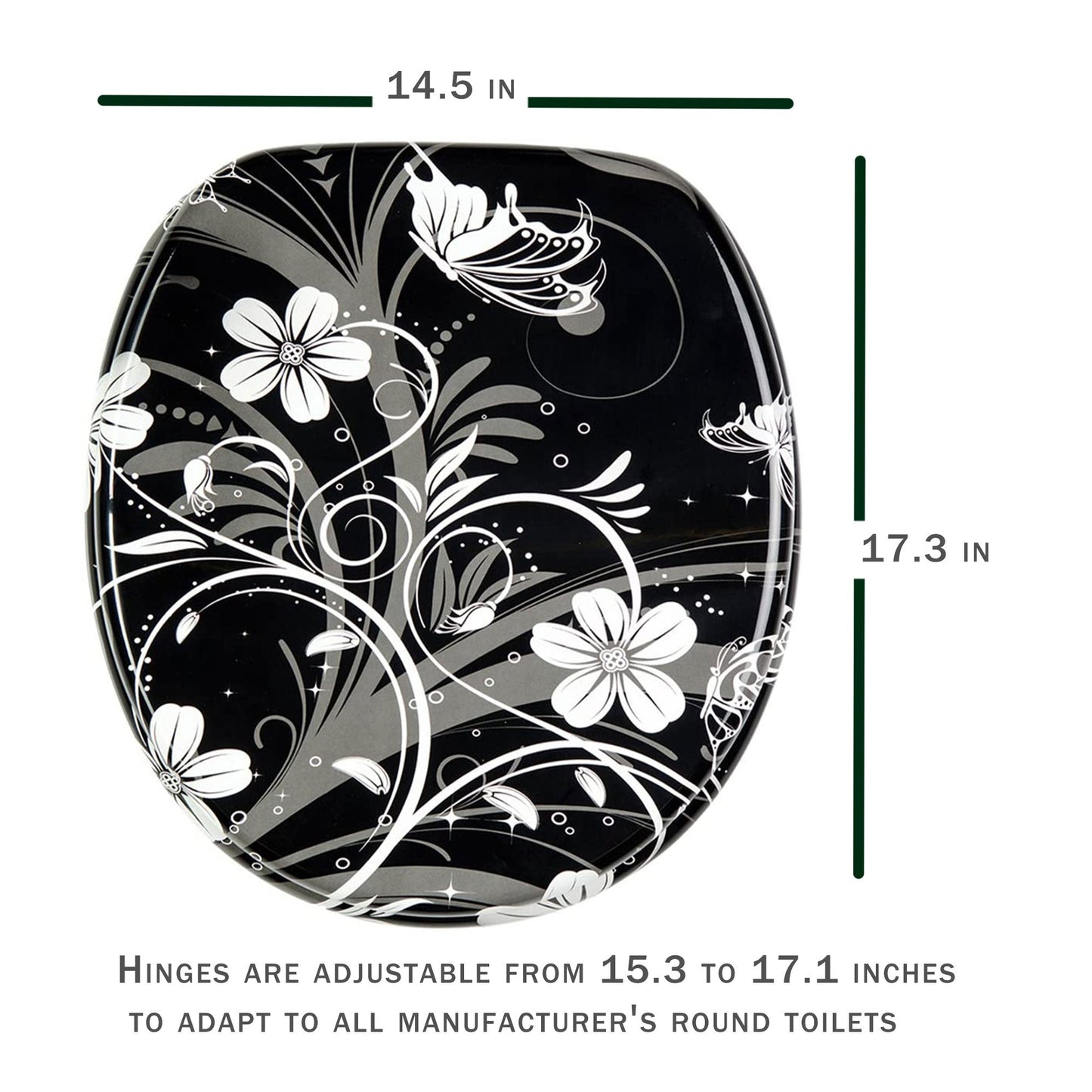 Sanilo 111 Round Soft Close Molded Wooden Toilet Seat, White Flower (Damaged)