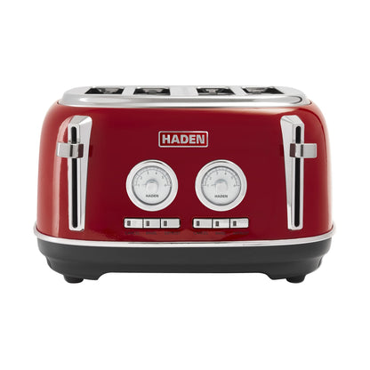 Haden Dorset 4 Slice Wide Slot Stainless Steel Toaster, Rectory Red