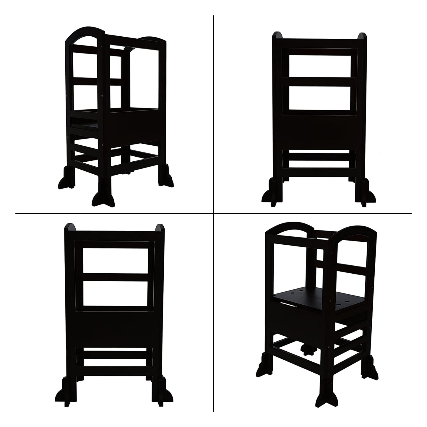 SDADI LT02B Kids Kitchen Adjustable Height Learning Step Stool Tower, Black