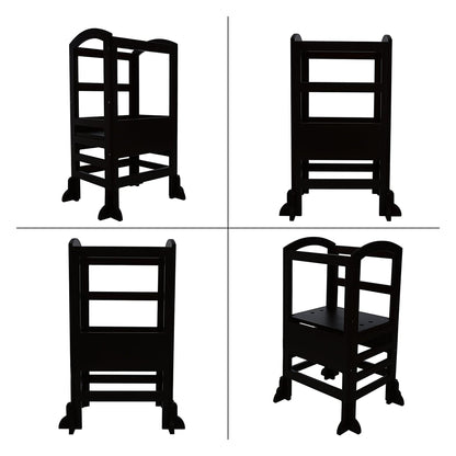 SDADI LT02B Kids Kitchen Adjustable Height Learning Step Stool Tower, Black