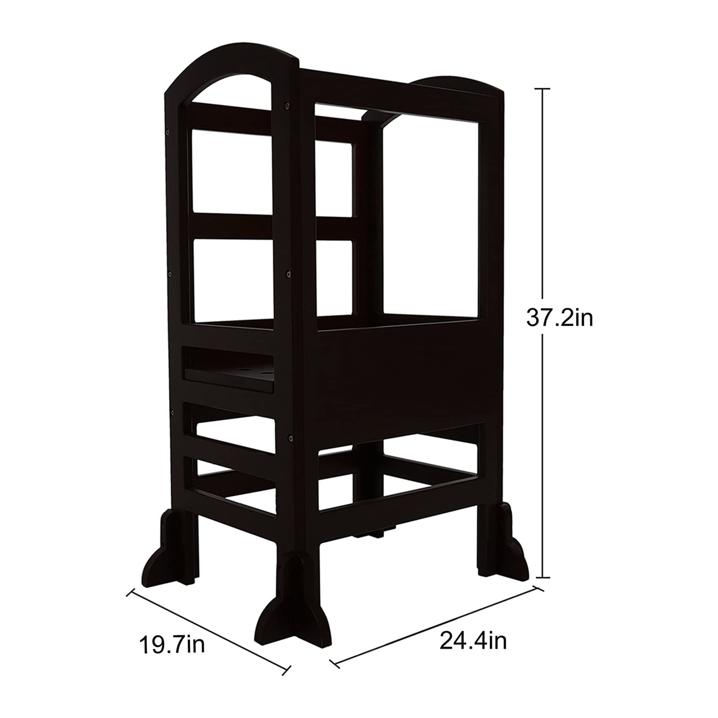 SDADI LT02B Kids Kitchen Adjustable Height Learning Step Stool Tower, Black