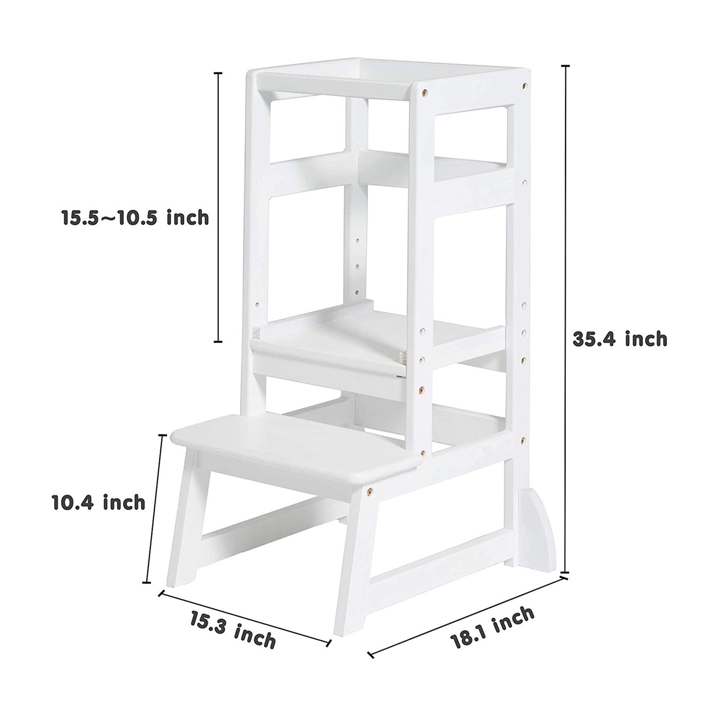 SDADI LT05W Mother's Helper Adjustable Height Kids Kitchen Step Stool, White