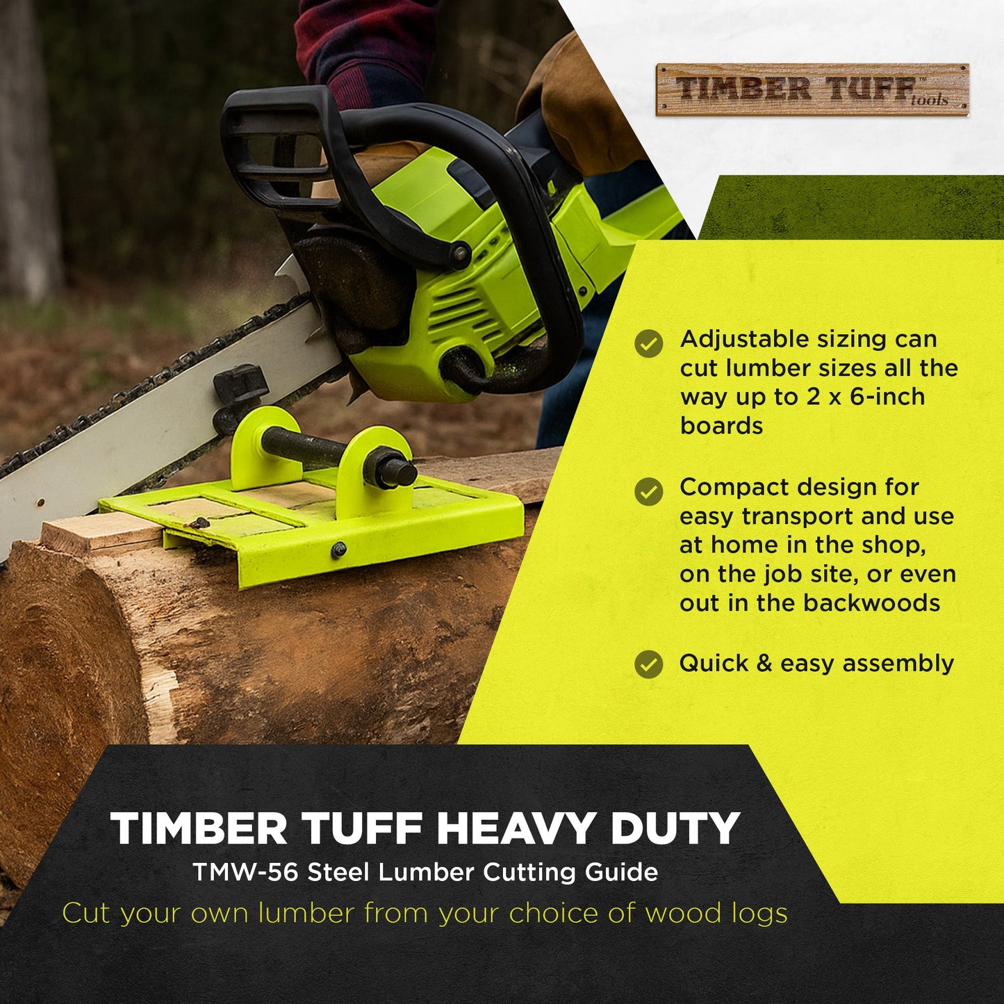 Timber Tuff TMW-56 Steel Lumber Cutting Guide Portable Sawmill Tool for Chainsaw
