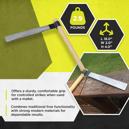 Timber Tuff TMW-62 Shingle Froe Traditional Woodworking Tool for Wood Splitting