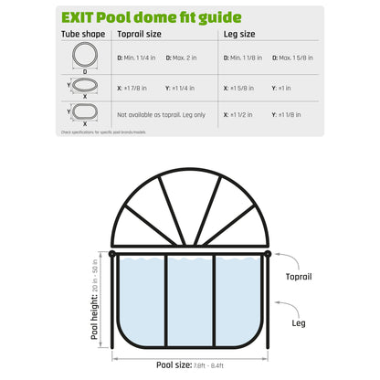 EXIT Toys 8ft Round Multifunctional Pool Cover Dome for Outdoor Swimming Pools