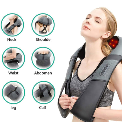 TRAKK Deep Tissue Electric Heated Neck Back Body Kneading Massage Travel Pillow