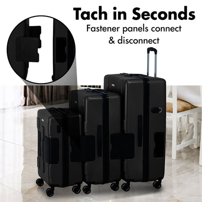 TACH V3.1 Connectable Hardside Luggage Set 3 Piece Set, Black