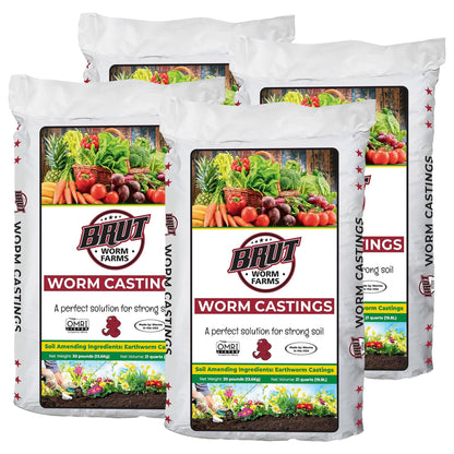 Brut Worm Farms Organic Worm Castings Soil Builder, 30 Pound Bag (4 Pack)