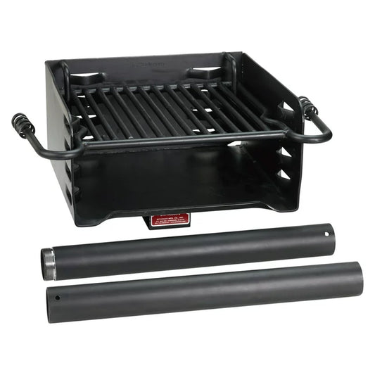 Pilot Rock H-16 B6X2 Park Style Steel Outdoor BBQ Charcoal Grill and Post, Black