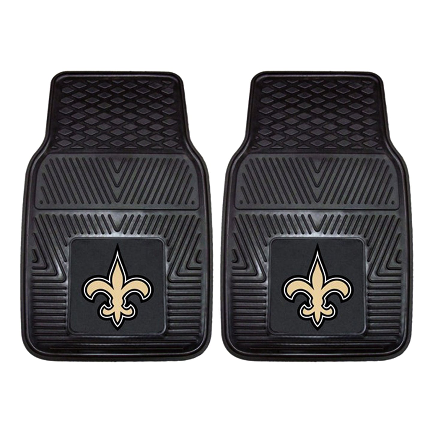 Fanmats 27x17in Vinyl Front Car Floor Mat 2 Piece Set, NFL New Orleans Saints