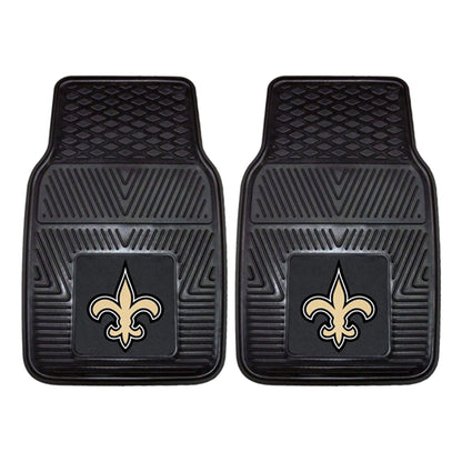 Fanmats 27x17in Vinyl Front Car Floor Mat 2 Piece Set, NFL New Orleans Saints