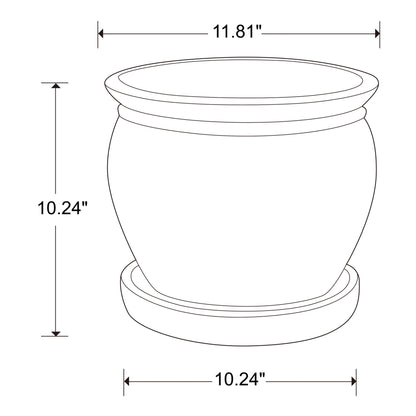 Southern Patio Wisteria 12 Inch Diameter Ceramic Planter Pot with Saucer, Blue