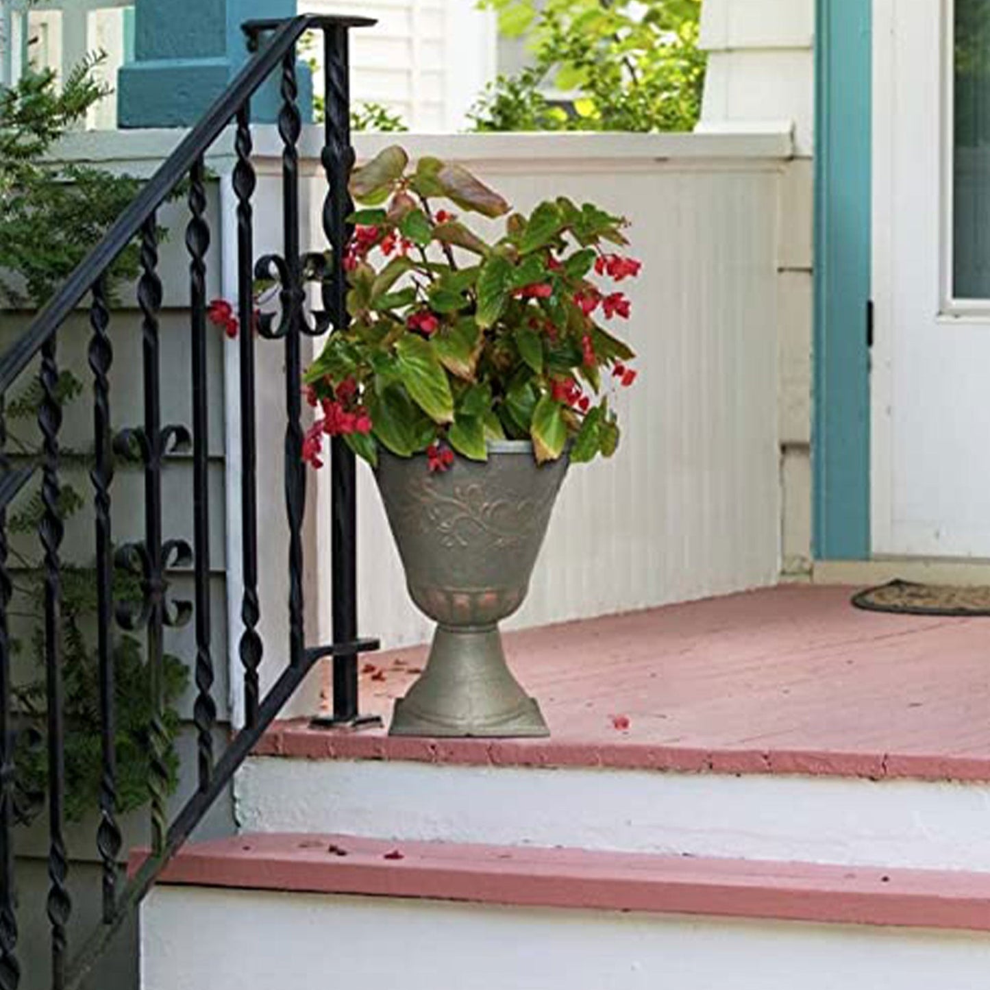 Southern Patio Sonoma Urn 16 Inch Diameter Resin Stone Tall Planter, Rust Brown