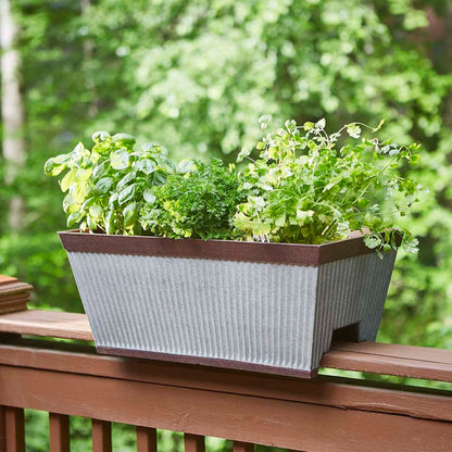 Southern Patio 24" Westlake Deck Rail Garden Planter, Rustic Galvanized (2 Pack)