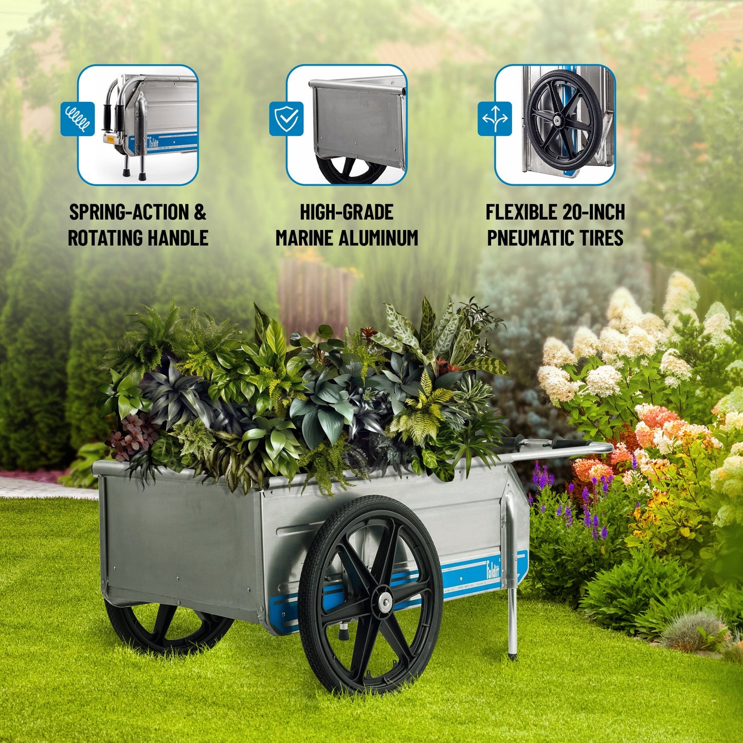 Tipke Manufacturing Company Foldit Do It All Aluminum Folding Cart, Blue Stripe