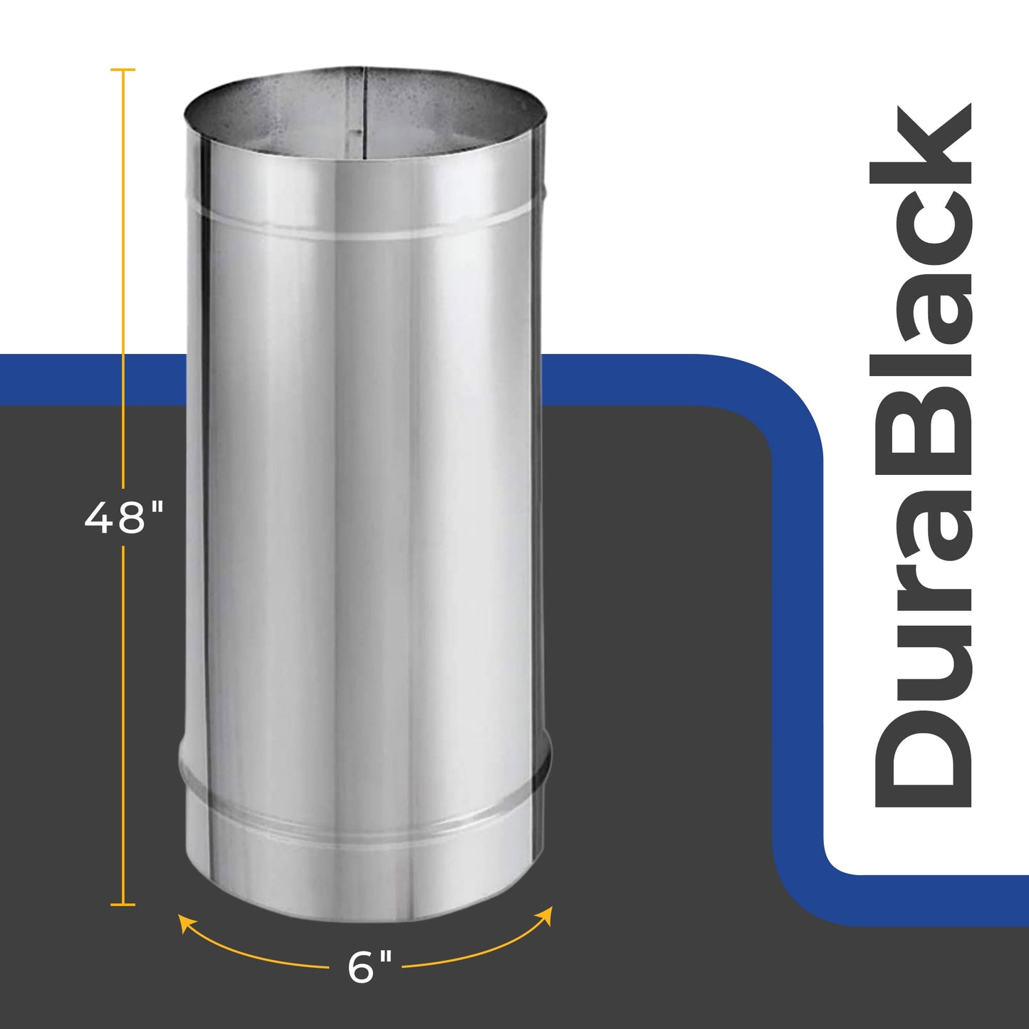 DuraVent DuraBlack 6DBK-48SS 48 x 6 Inch Stainless Steel Single Wall Stove Pipe