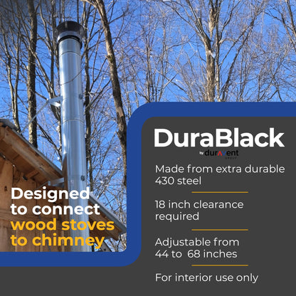 DuraVent 6DBK-TL DuraBlack Telescoping Adjustable Finishing Stove Pipe, 6 Inch