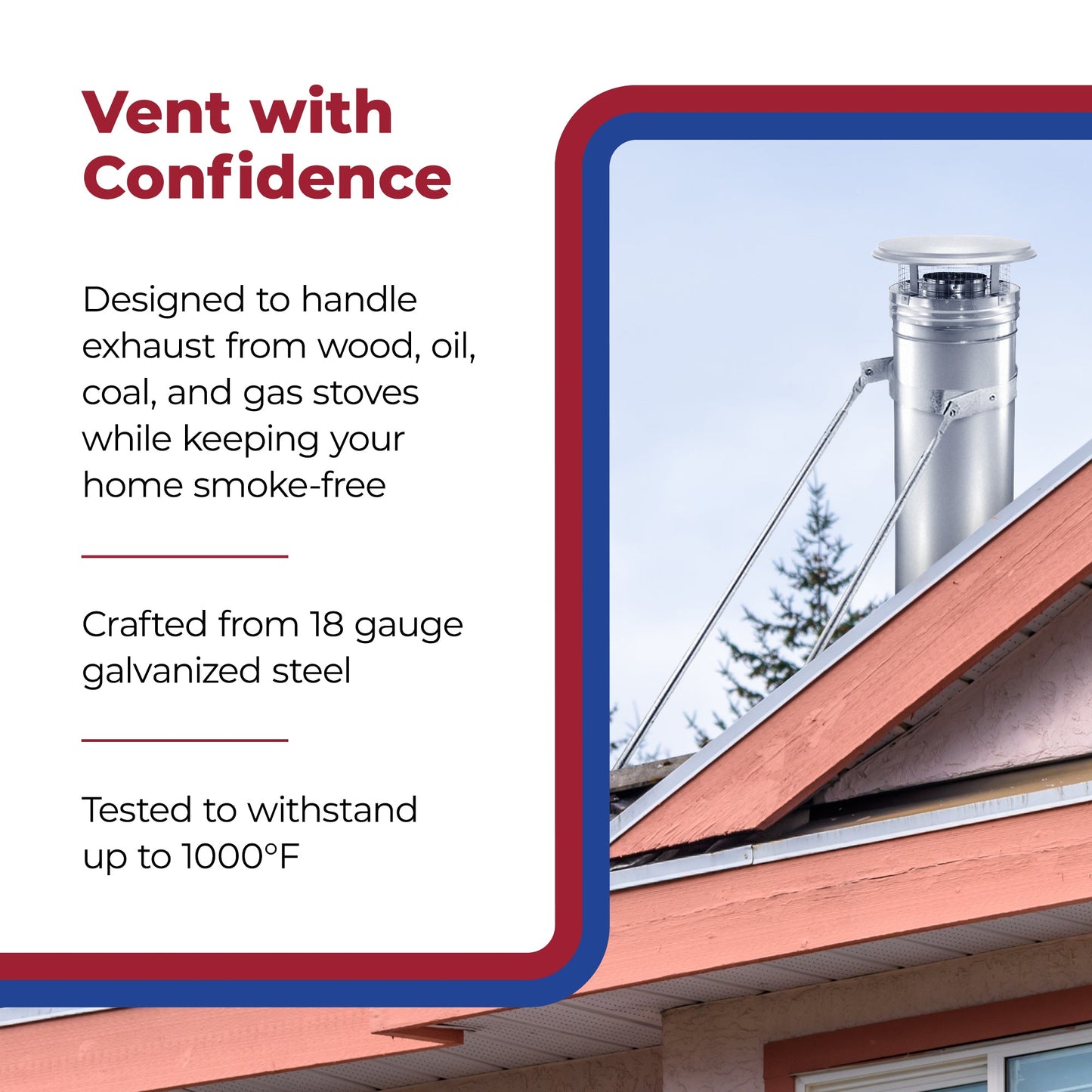 DuraVent DuraPlus 24 x 6 Inch Galvanized Steel Triple Wall Stove Pipe, Silver