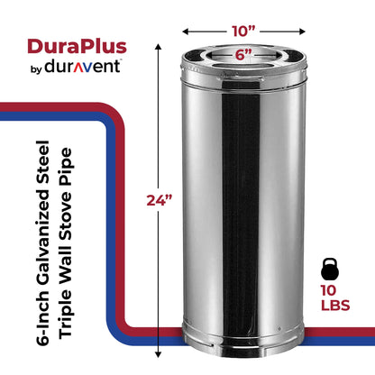 DuraVent DuraPlus 420 Stainless Steel Triple Wall Stove Pipe Connector, Silver