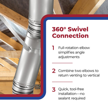 DuraVent 6DP-E30K DuraPlus 6 Inch 30 Degree Stainless Steel Swiveling Elbow Kit