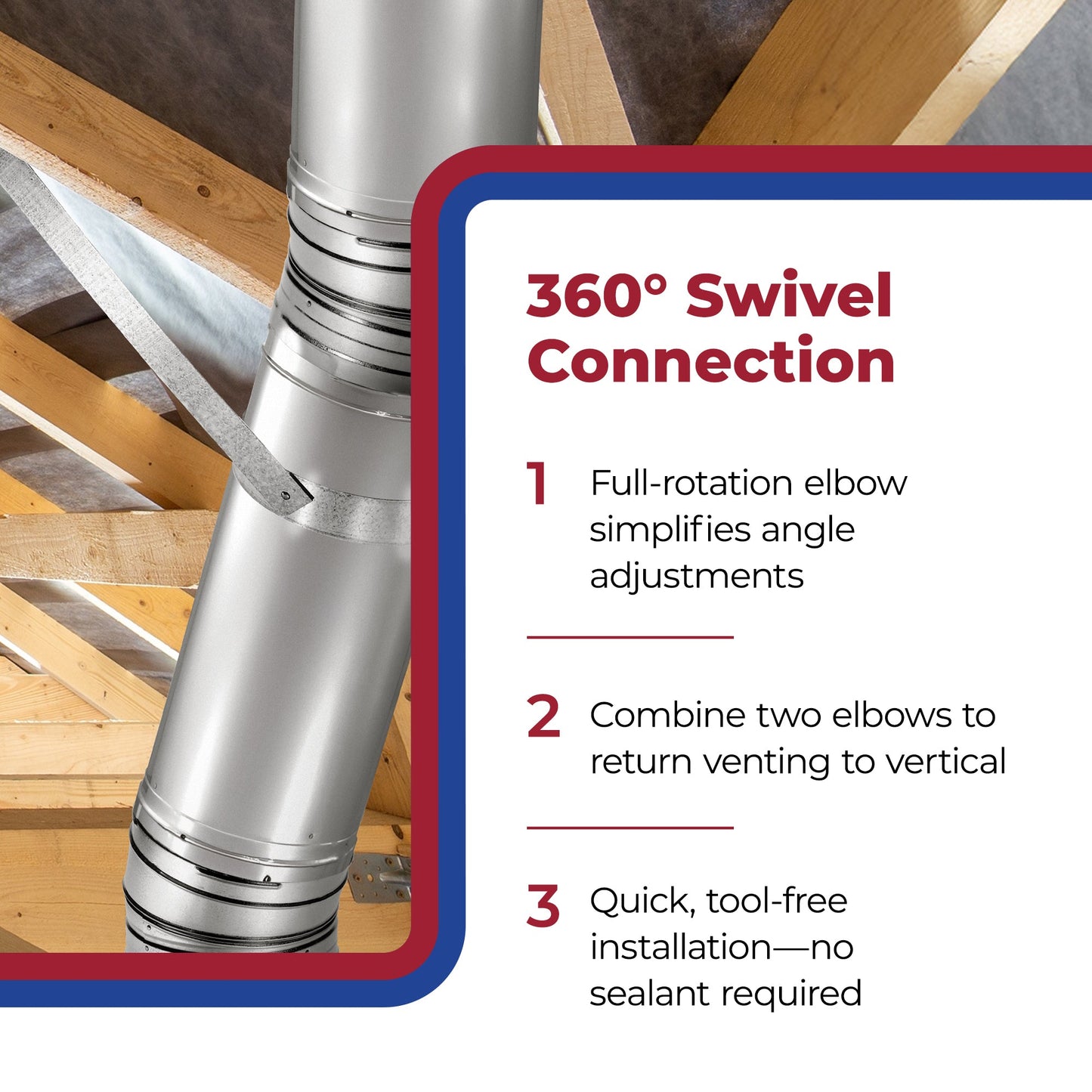 DuraVent 6DP-E30K DuraPlus 6 Inch 30 Degree Stainless Steel Swiveling Elbow Kit