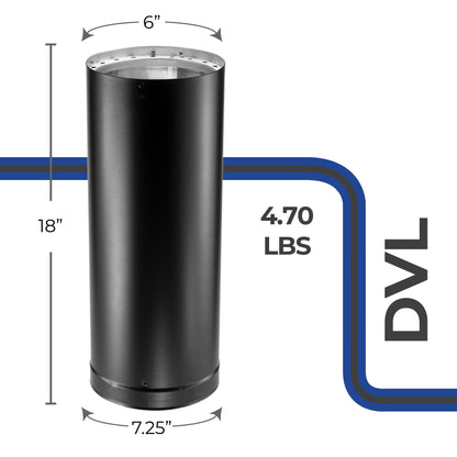 DuraVent DVL 6 x 18 Inch Galvanized Steel Double Wall Pipe Connector, Black