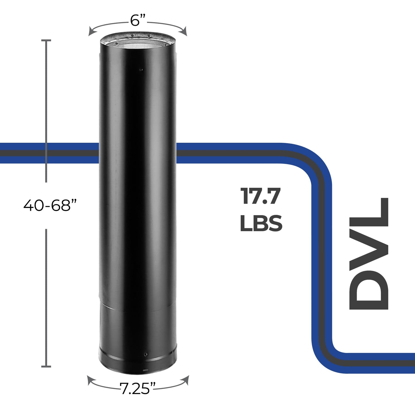 DuraVent DVL 6DVL-68TA 6'' Double Wall Steel Telescoping Chimney Stove Pipe
