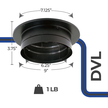 DuraVent DVL 9 x 9 in. Galvanized Stainless Double Wall Ceiling Adapter, Black