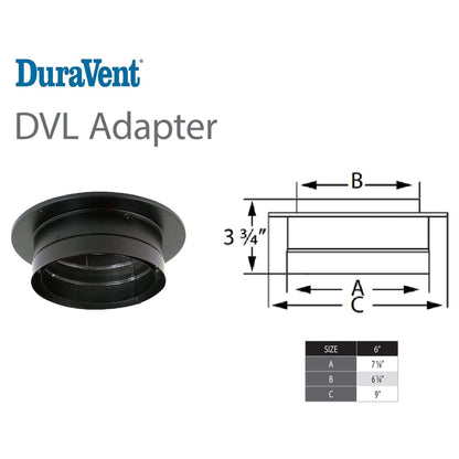 DuraVent DVL 9 x 9 in. Galvanized Stainless Double Wall Ceiling Adapter, Black