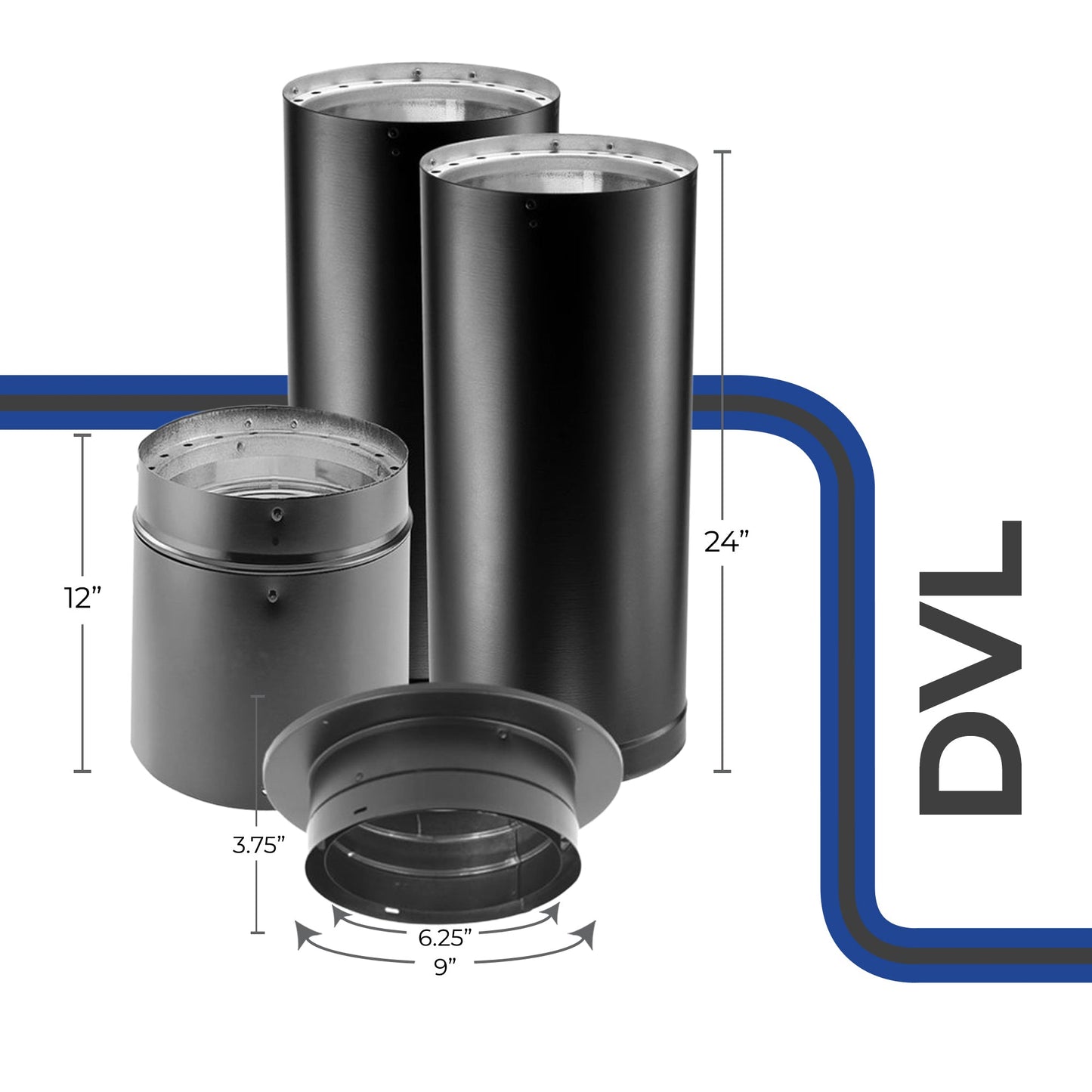 DuraVent 6DVL-KVP DVL 6 x 6 Inch Stainless Steel Double Wall Connector Kit