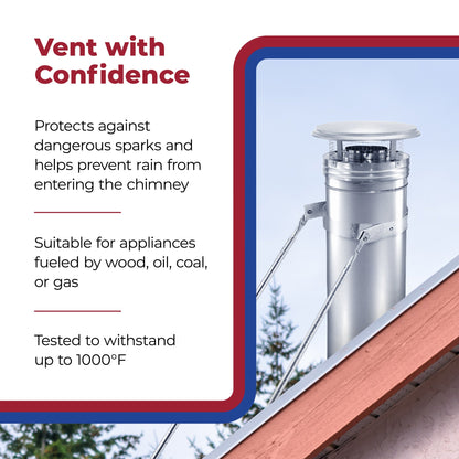 DuraVent DuraPlus 8DP-VC 8 Inch Diameter Stainless Steel Round Chimney Cap