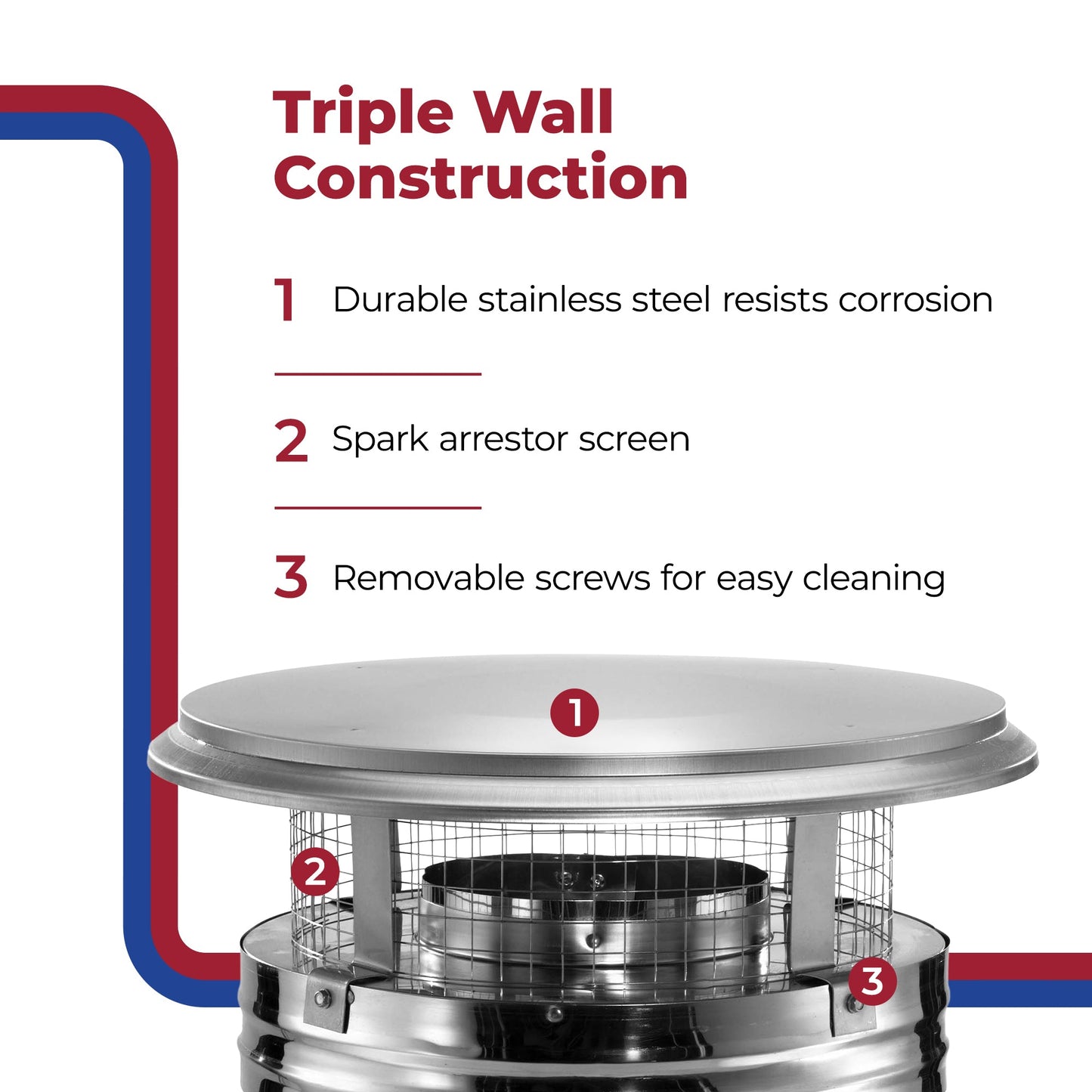 DuraVent DuraPlus 8DP-VC 8 Inch Diameter Stainless Steel Round Chimney Cap