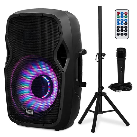 Acoustic Audio by Goldwood 1000W Bluetooth Speaker, PA System w/Flashing LEDs