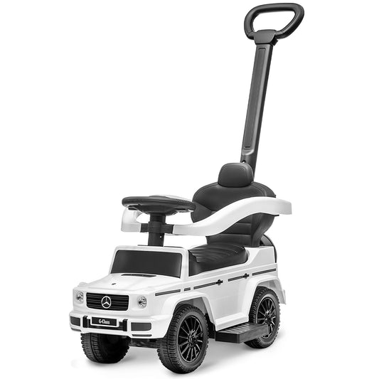 Best Ride On Cars Kids Outdoor Stroller Mercedes G-Wagon 3 in 1 Push Car, White