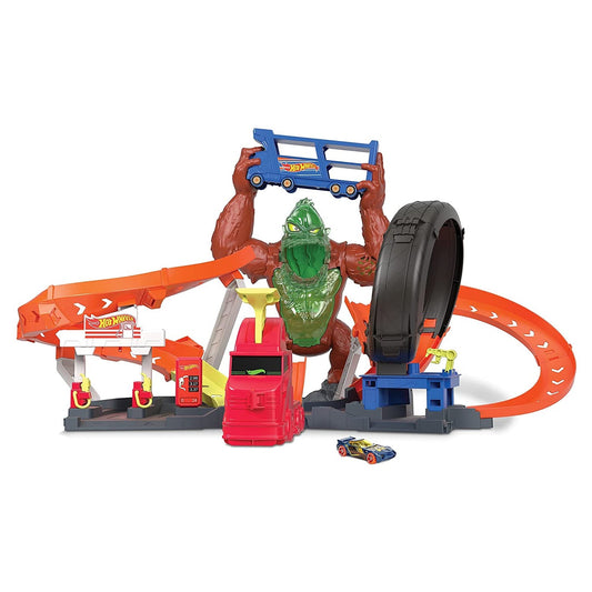 Hot Wheels Toxic Gorilla Slam Gas Station and Tire Repair Shop Car Track Playset