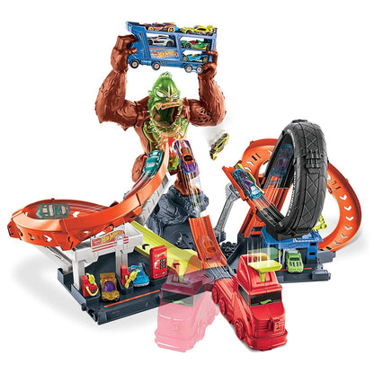 Hot Wheels Toxic Gorilla Slam Gas Station and Tire Repair Shop Car Track Playset