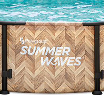 Summer Waves Elite 12' x 30" Round Above Ground Swimming Pool w/Pump, Light Oak