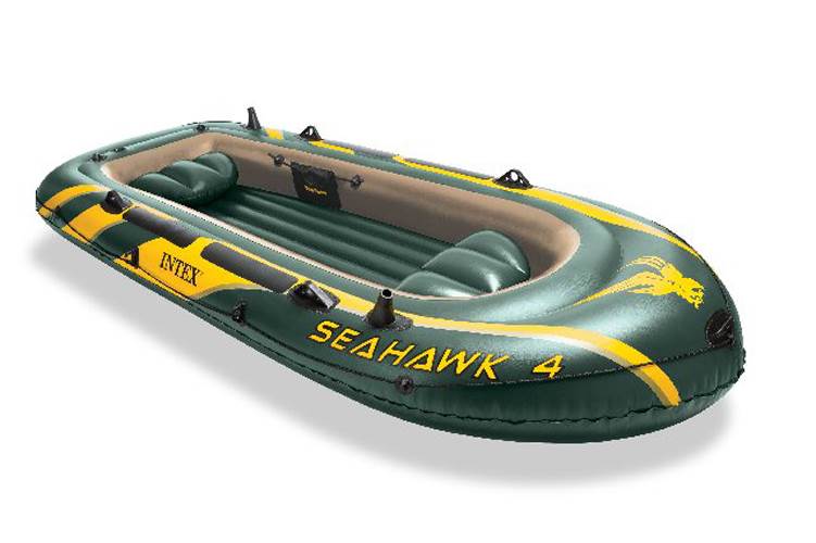 Intex Seahawk 4 Inflatable 4 Person Floating Boat Raft Set with Oars & Air Pump